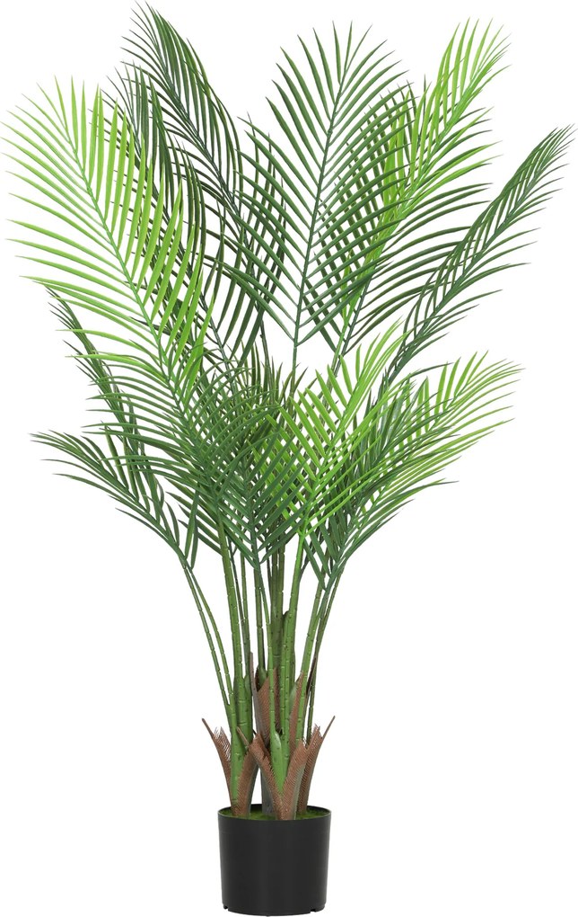 HOMCOM Planta artificial interior 120 cm, palmeira artificial com vaso plástico e flocado, verde | Aosom Portugal