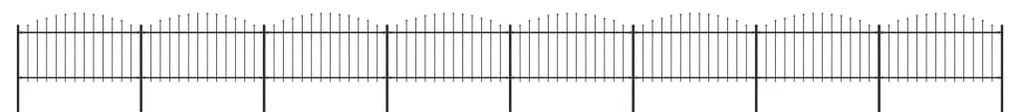 Cerca de jardim com topo em lanças (1,25-1,5)x13,6 m aço preto