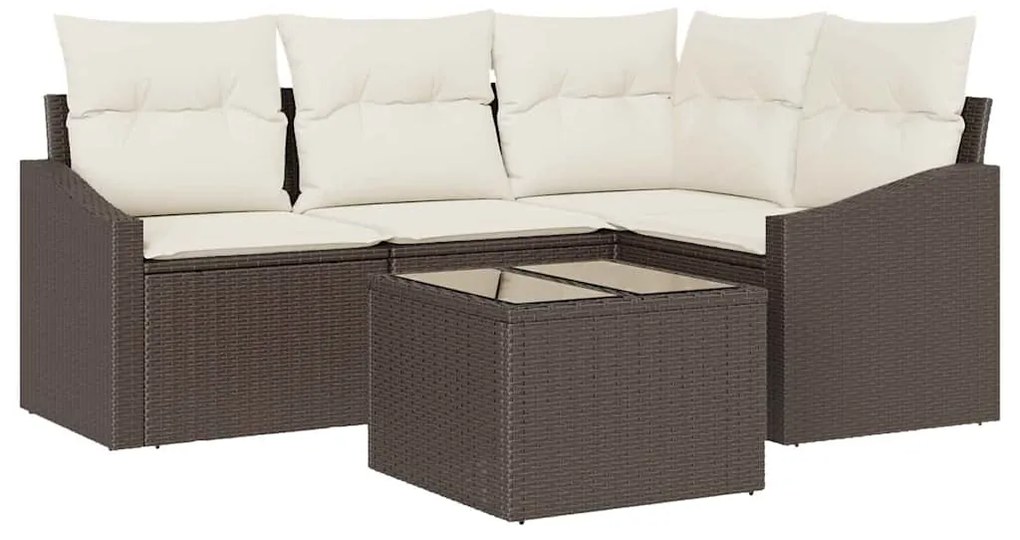 Conjunto de Jantar de Jardim com 5 Peças e Almofadas em Rattan Sintéti