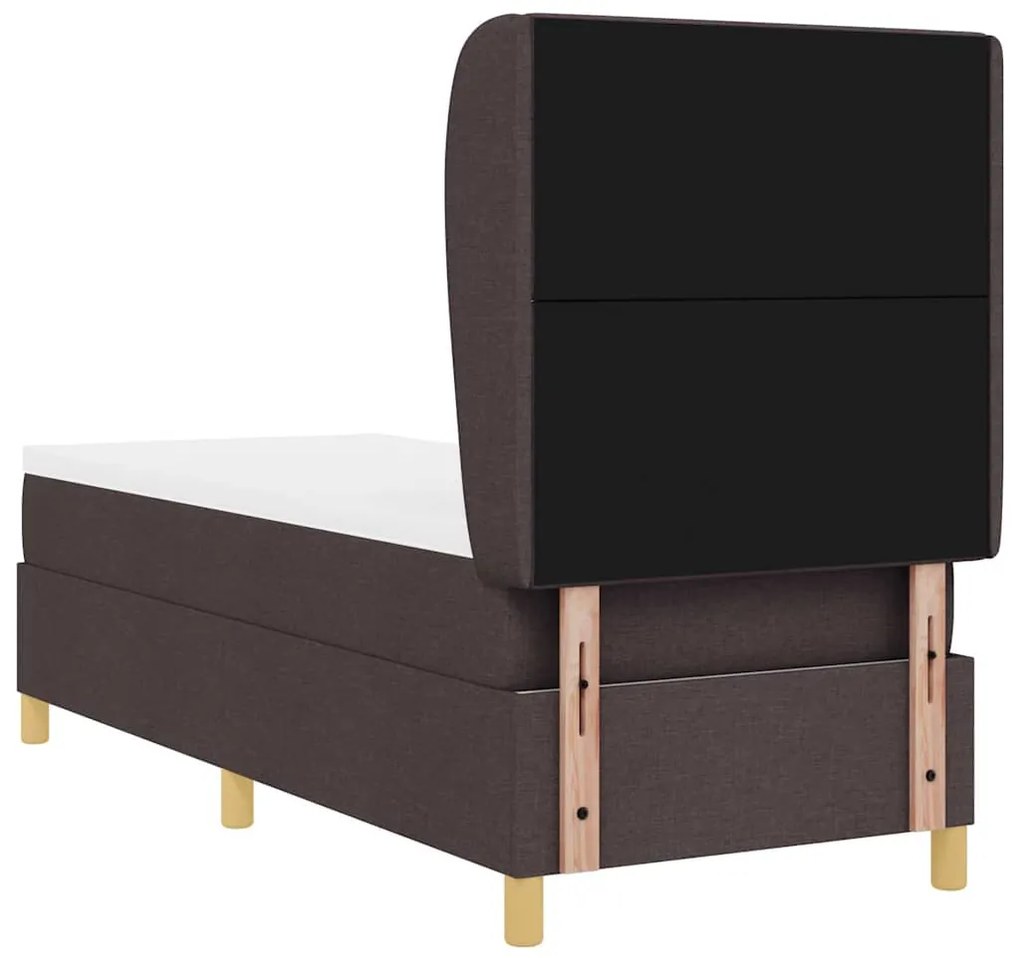 Cama Box Spring com Colchão vidaXL Marrom Escuro 80x200 cm Tecido