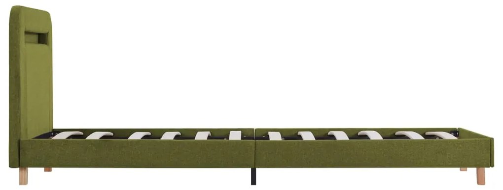 Estrutura de cama com LED em tecido 90x200 cm verde