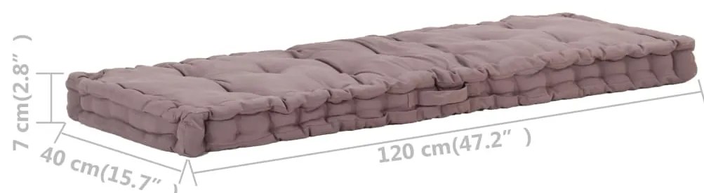 Almofadão móveis paletes algodão 120x40x7 cm cinza-acastanhado