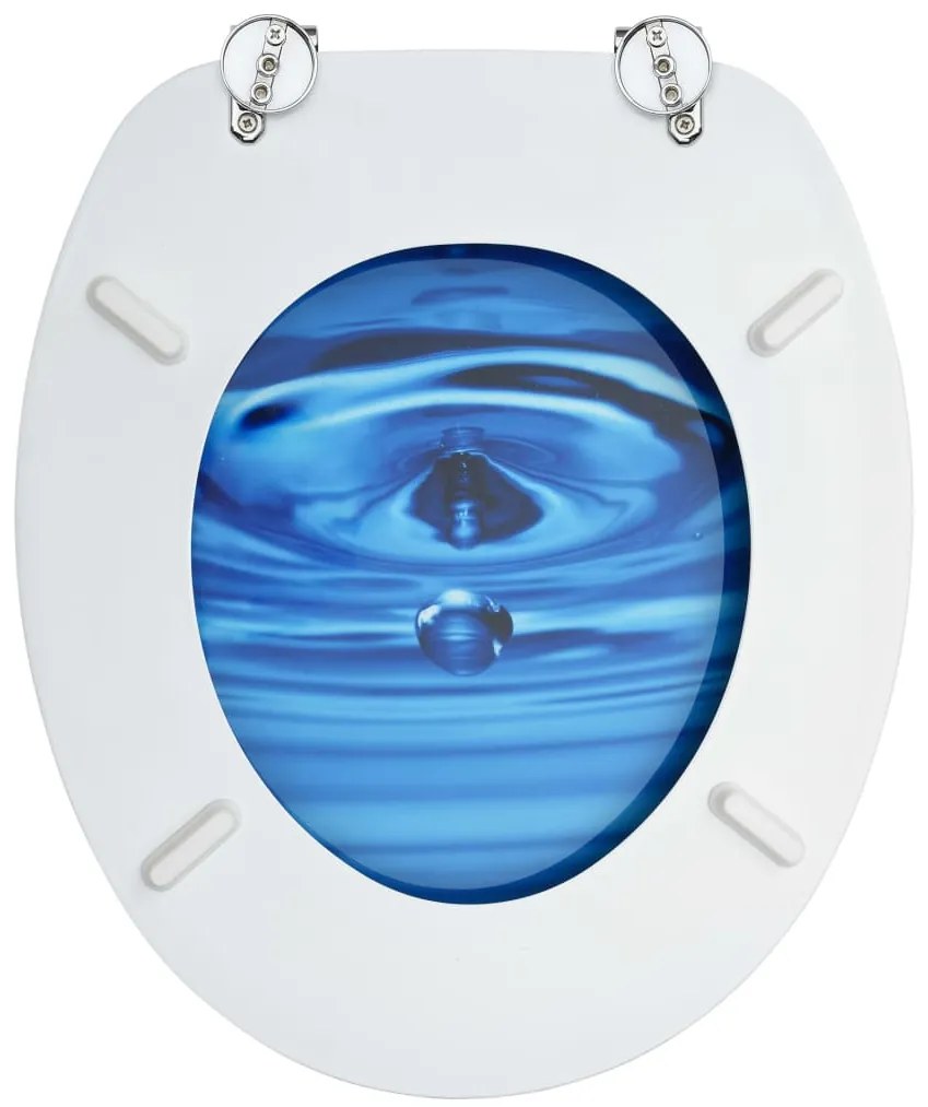 Assentos sanita com tampas 2 pcs MDF design gotas água azul