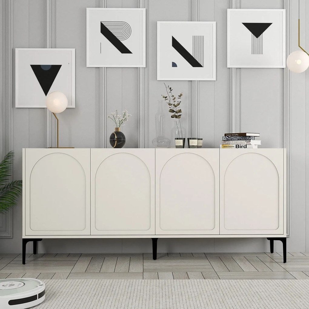 Console Lyon – Cream e Black – 180 cm x 79 cm x 35 cm