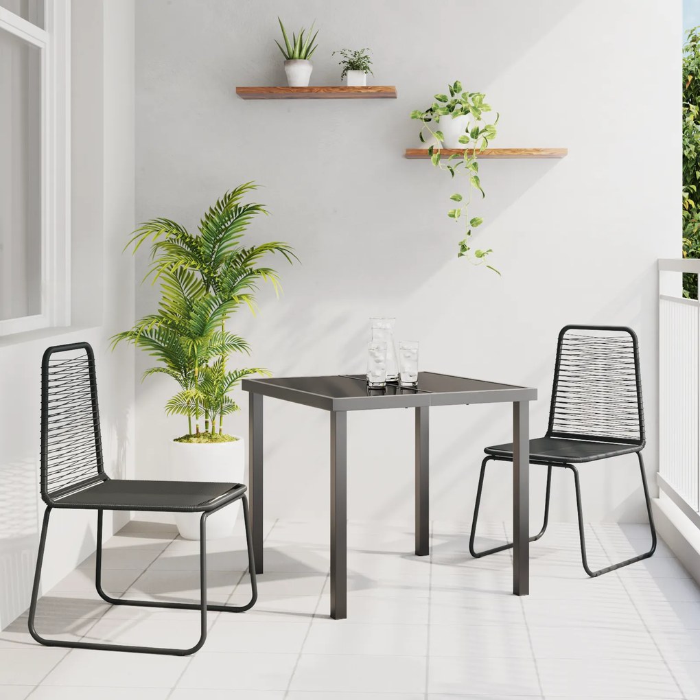 vidaXL Conjunto de Jantar de Jardim 3 Peças Preto de Rattan Poliéster