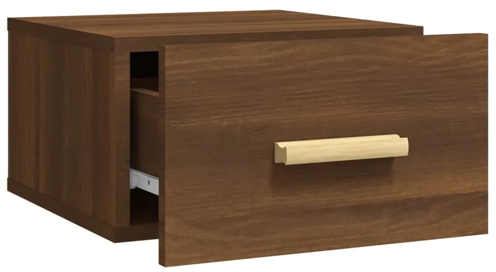 Mesa de cabeceira de parede 35x35x20 cm cor carvalho castanho