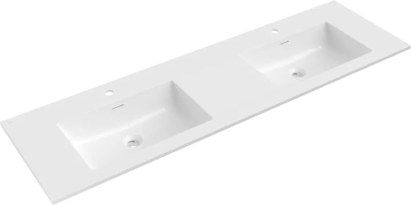 Mexen Otis lavabo embutido no tampo duplo 161 x 46,5 cm, branco brilhante - 25181600D