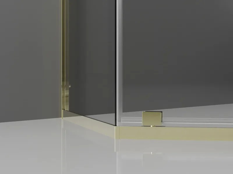 Mexen Exo-R cabina de duche pentagonal com porta de abrir 90 x 90 cm, transparente, dourada - 812-090-090-50-00