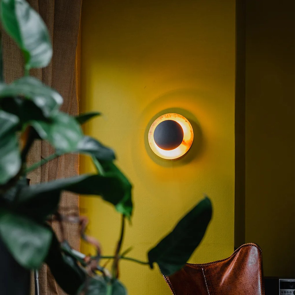 Candeeiro de parede Art Deco preto com dourado - Emilienne