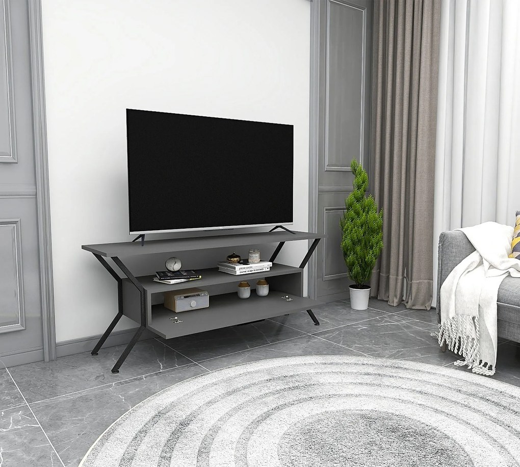 ****  
Móvel TV Tarz – Antracite – 124 cm x 54 cm x 35 cm

**