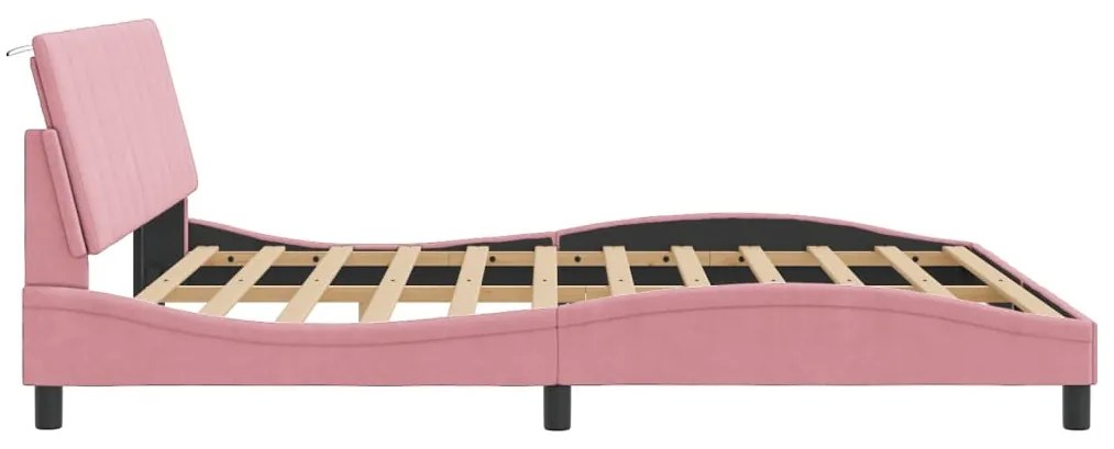 Estrutura de cama c/ cabeceira 180x200 cm veludo rosa