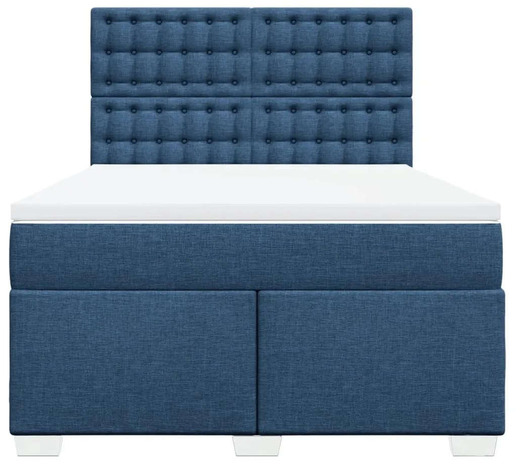 Cama com molas/colchão 160x200 cm tecido azul