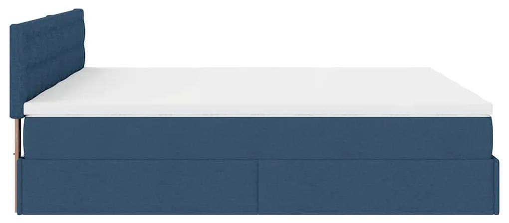 Estrutura de cama otomana com colchões 180x200cm tecido azul