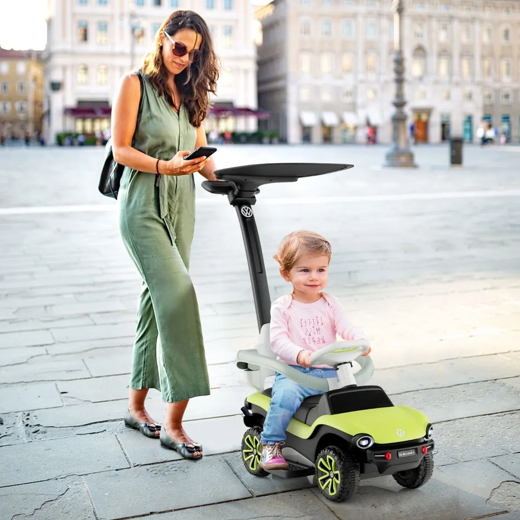 Andarilho bebés de Passeio 3 em 1 Volkswagen com 3 Posições Guiador Ajustável Toldo 96x40x93cm Verde