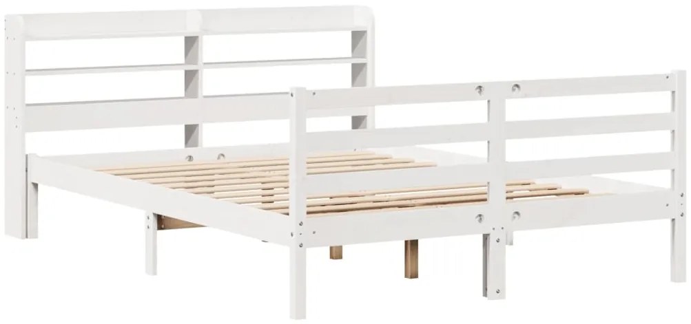 Estrutura de cama c/ cabeceira 150x200 cm pinho maciço branco