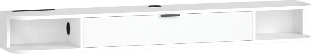 HOMCOM Móvel TV Suspenso, Móvel para Televisor até 60 Polegadas, Gaveta Rebatível, 2 Prateleiras, 140x24x16cm, Branco | Aosom Portugal
