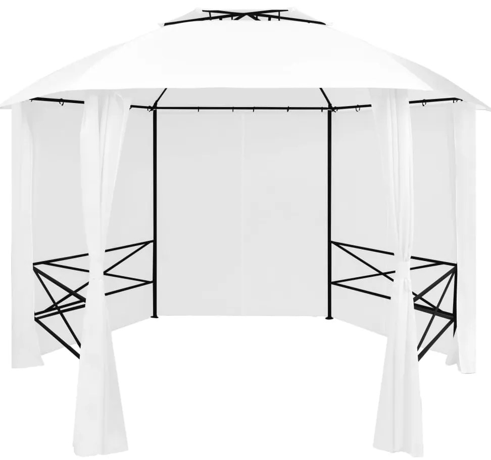 Tenda de jardim com cortinas 360x312x265 cm 180 g/m² branco