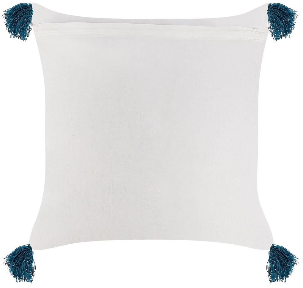 Conjunto de 2 almofadas decorativas em algodão branco e azul escuro 45 x 45 cm TILIA Beliani