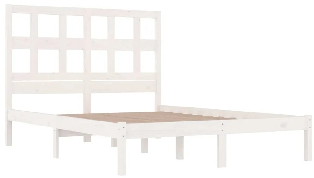 Cama sem colchão 140x200 cm madeira de pinho maciça branco