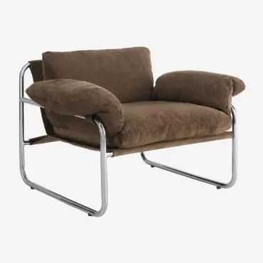 Pack De 2 Poltronas Em Chenille E Ferro Evani Chenille Castanho Café - Sklum
