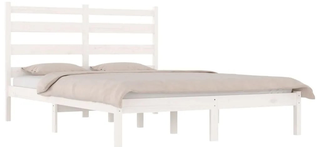 Estrutura de cama pequena casal 120x190 cm pinho maciço branco