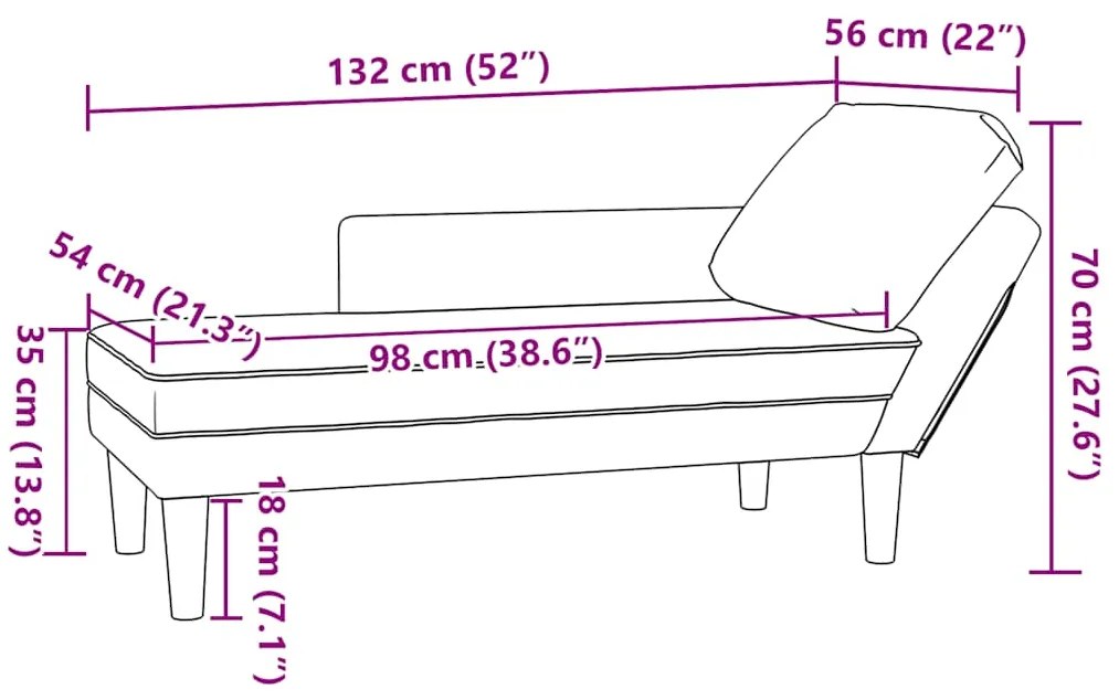 Chaise lounge com almofada tecido corduroy cinzento claro