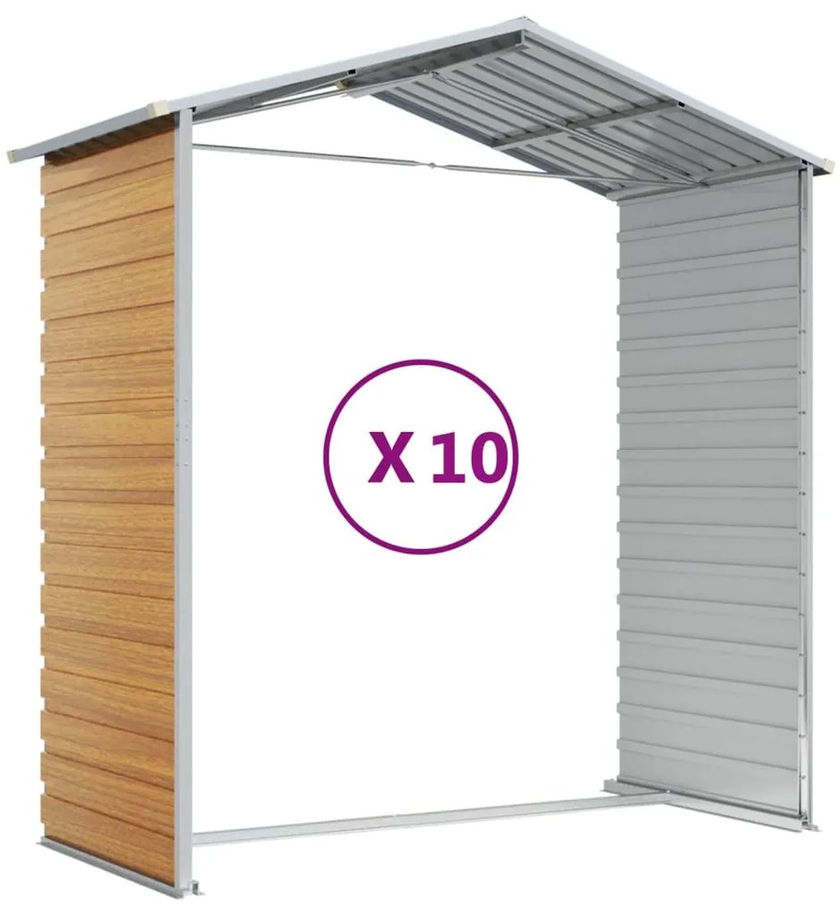 Abrigo de jardim 191x895x198 cm aço galvanizado castanho-claro