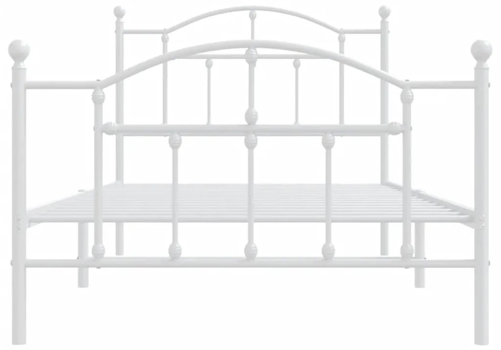 Estrutura de cama com cabeceira e pés 100x190 cm metal branco