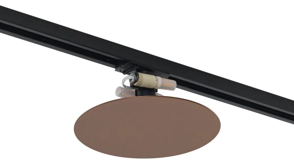 Plafon moderno em bronze para sistema de calha monofásico 2-luzes - Iconic Pulley