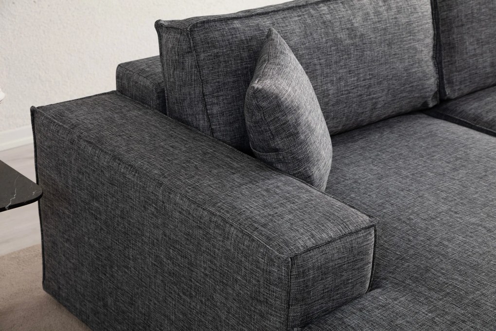 Sofá-Cama de Canto Pırlo – Cinzento Escuro – 260x78x170 cm