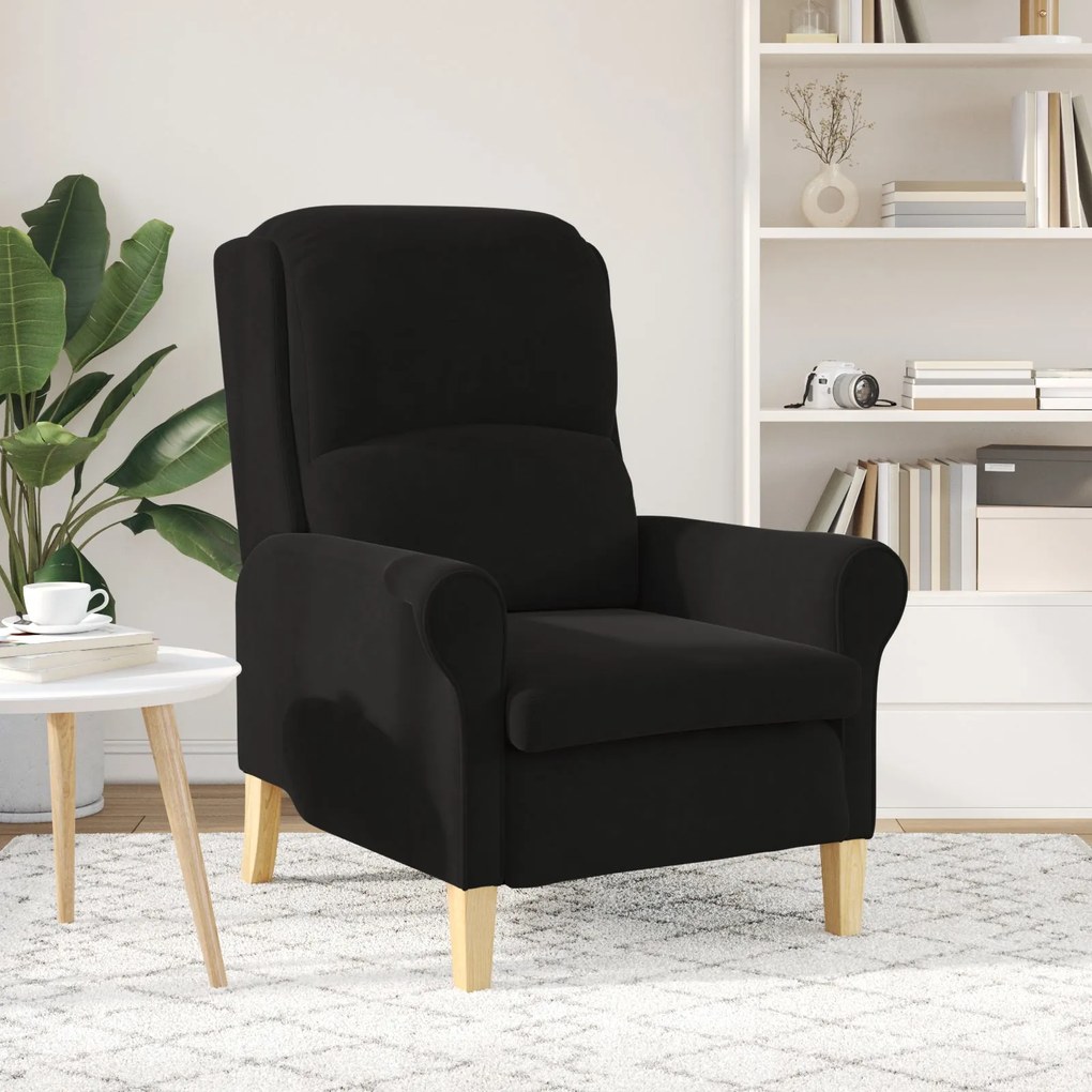Poltrona Preta Preto Tecido, Madeira Padrão Ergonómica