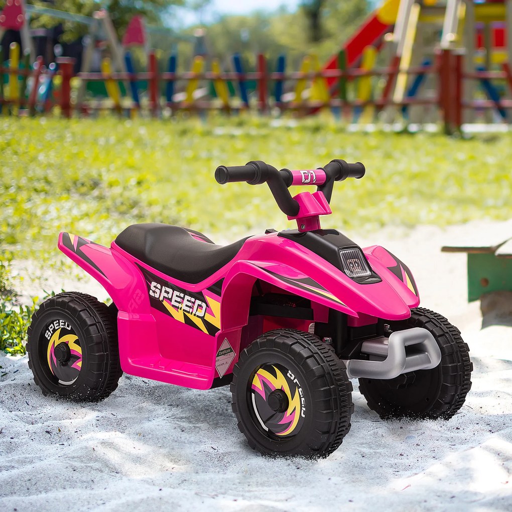 Moto 4 Elétrico para Crianças de 18-36 Meses Quadriciclo a Bateria 6V com Avance e Retrocesso 72x40x45,5cm Rosa