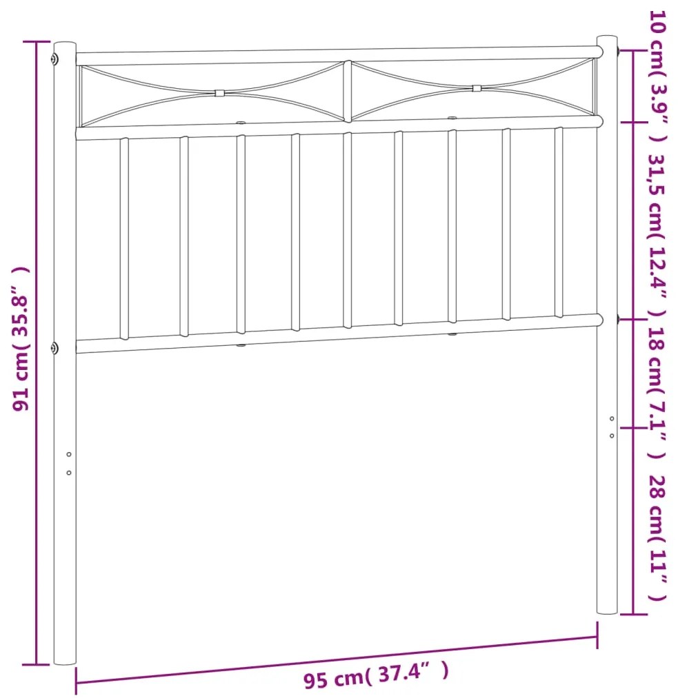 Cabeceira de cama 90 cm metal preto