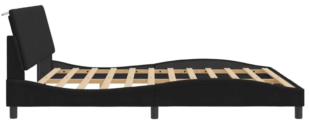 Estrutura de cama sem colchão 180x200 cm veludo preto