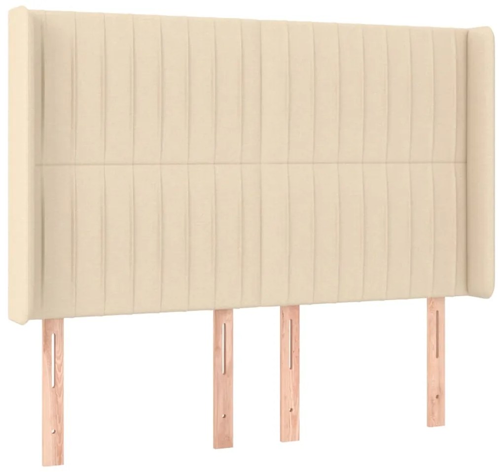Cabeceira cama c/ luzes LED tecido 147x16x118/128 cm cor creme