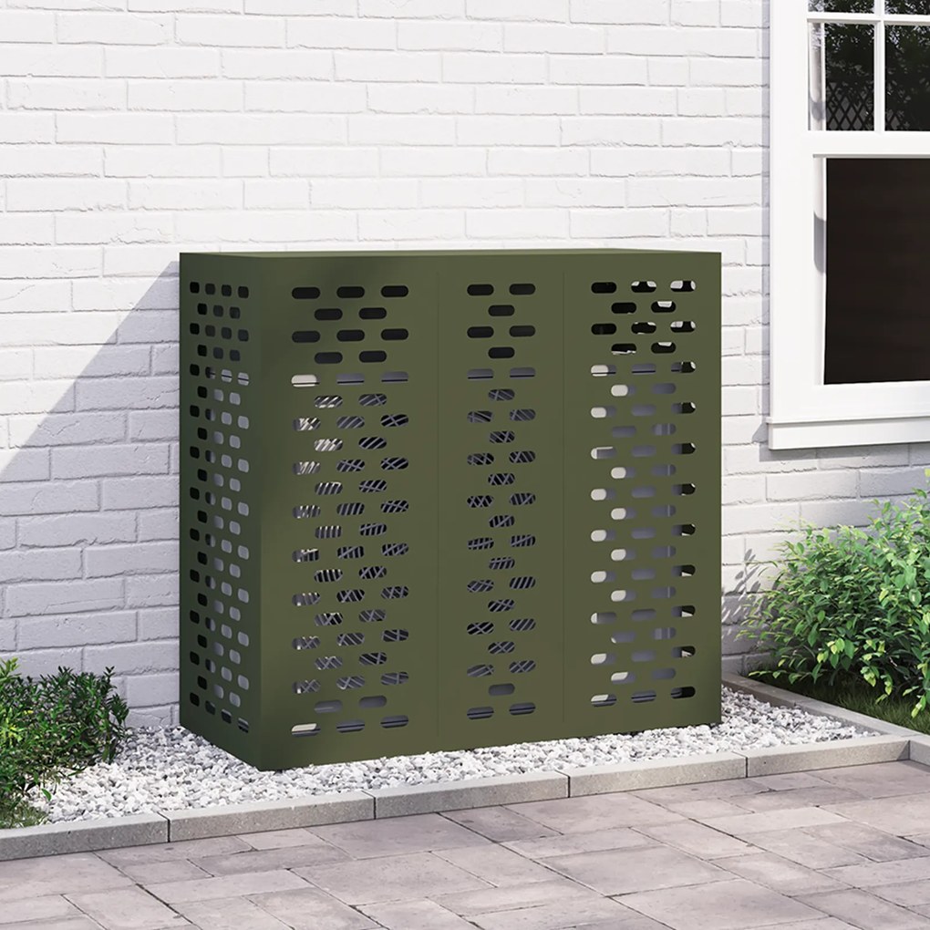 vidaXL Capa para Ar-Condicionado - Verde-Azeitona, 110x50x105 cm, Aço