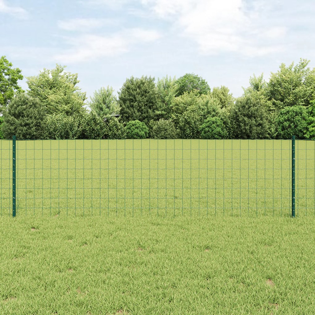 Cerca Euro com 11 Postes U Verde 0,6x25 m Aço