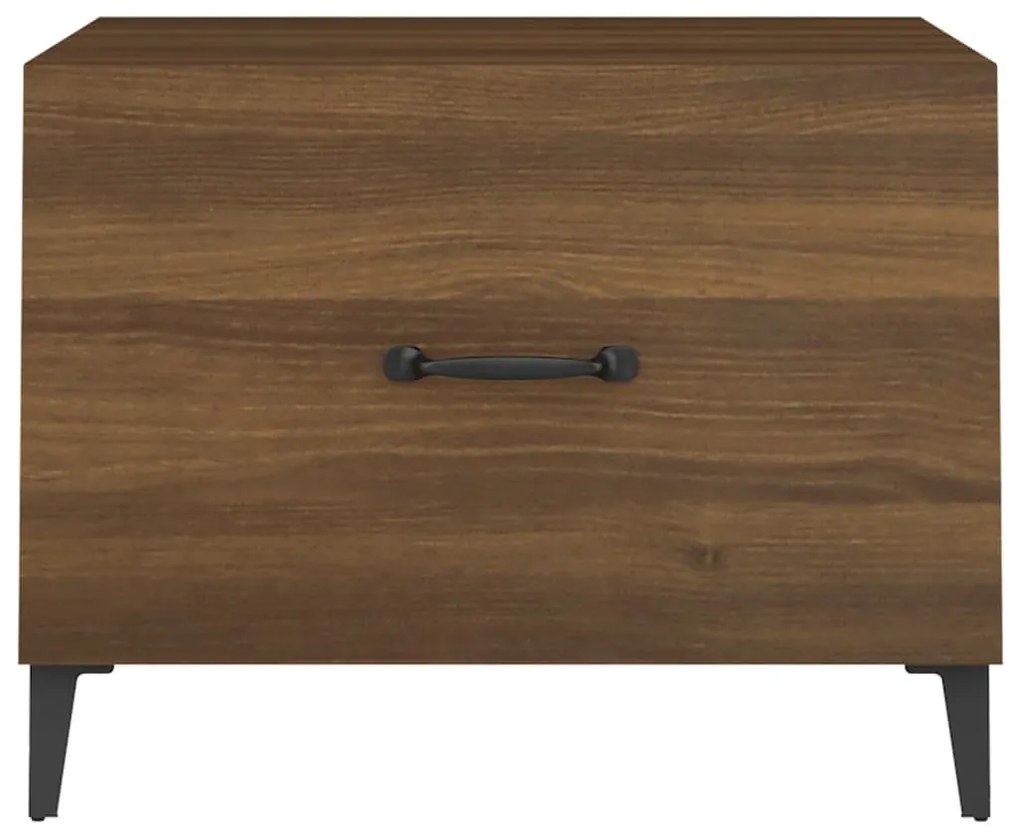 Mesas de centro com pernas de metal 2 pcs 50x50x40 cm castanho