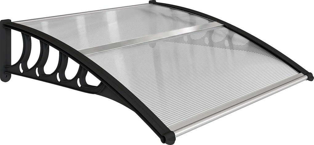 Outsunny Marquise de Proteção para Portas e Janelas 103x96,5 cm com Painéis de Policarbonato e Barras de Alumínio Transparente | Aosom Portugal