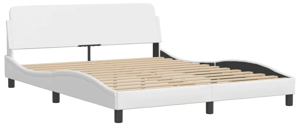 Cama com colchão 160x200 cm couro artificial branco