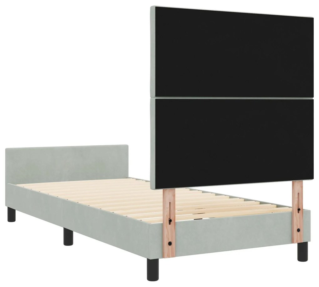 Estrutura de Cama vidaXL Cinza Claro 90x190 cm Veludo