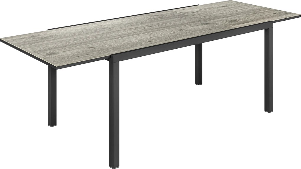 Outsunny Mesa de jantar extensível para 6-8 pessoas, mesa exterior ajustável em alumínio, aço, plástico, aparência de madeira, Cinza | Aosom Portugal