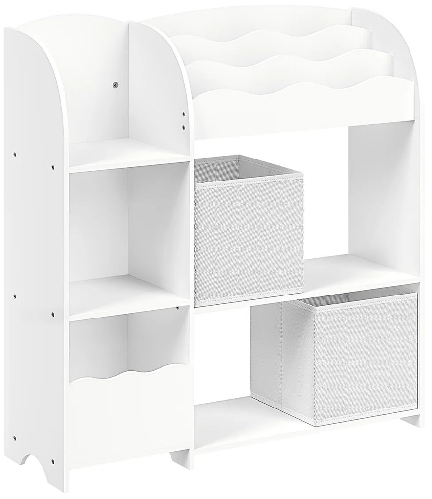 Estante para crianças com 2 caixas para brinquedos e livros 30 x 93 x 100 cm branco