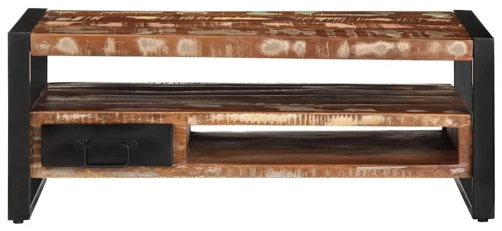 Mesa de centro multicor 90x50x36 cm madeira maciça recuperada