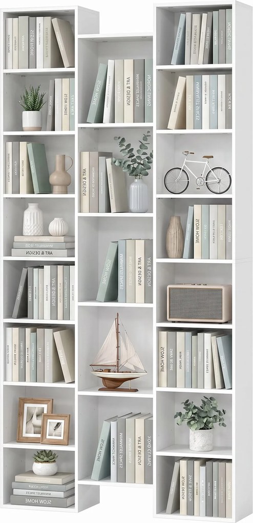 Estante para Livros, 89,5 x 23,5 x 181 cm, 21 Compartimentos, Branco