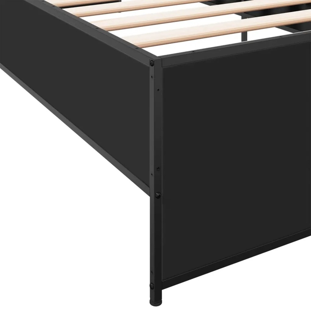 Estrutura de cama 90x190 cm derivados de madeira e metal preto