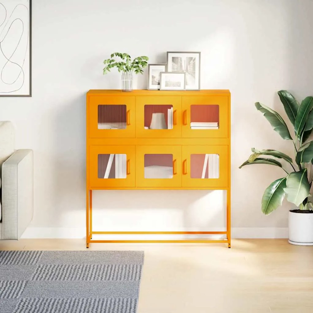 Aparador 100,5x39x107 cm aço laminado a frio amarelo mostarda