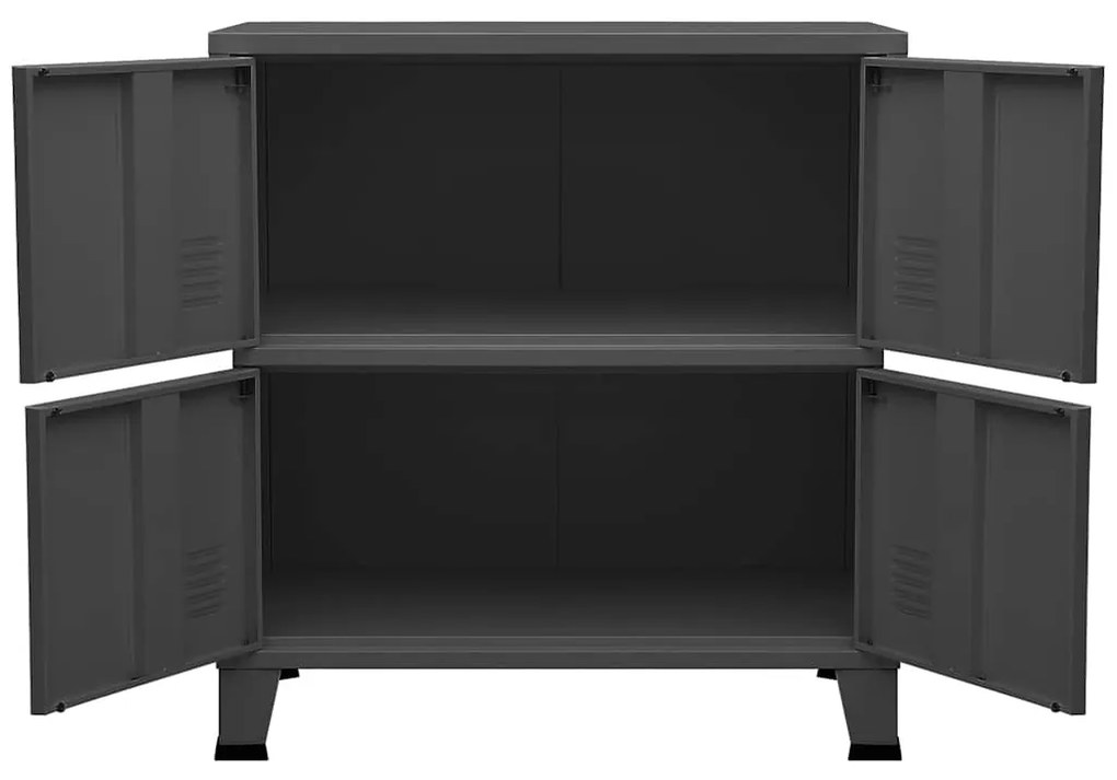 Aparador de arrumação industrial 75x40x80 cm aço antracite