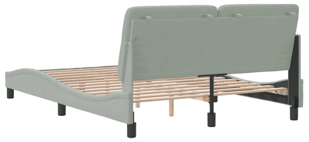 Estrutura de cama c/ cabeceira 140x190 cm veludo cinzento-claro