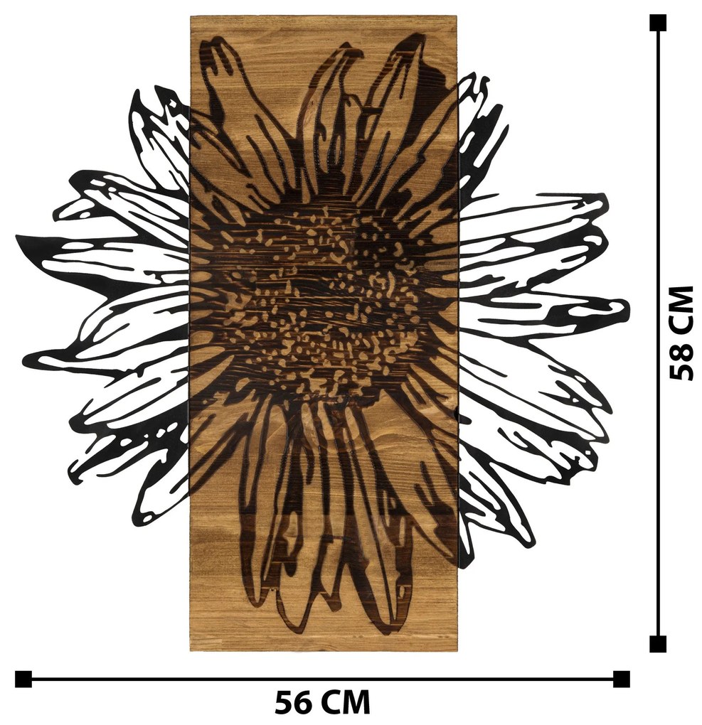 Acessório Decorativo de Parede Daisy – Preto e Nogueira – 56 x 58 cm